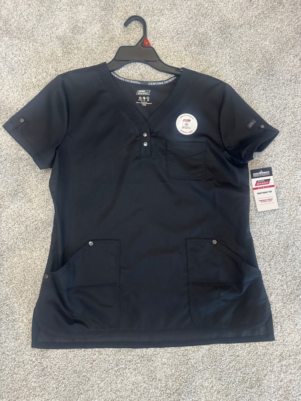 Dickies Black V-Neck Medical Scrub Top